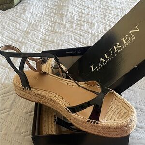 Lauren Ralph Lauren Patent Black Espadrilles